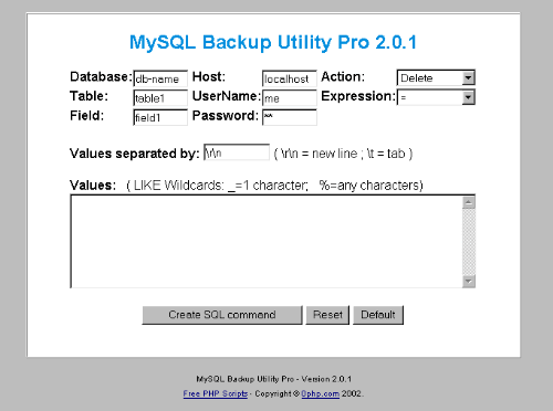 backup mysql database php